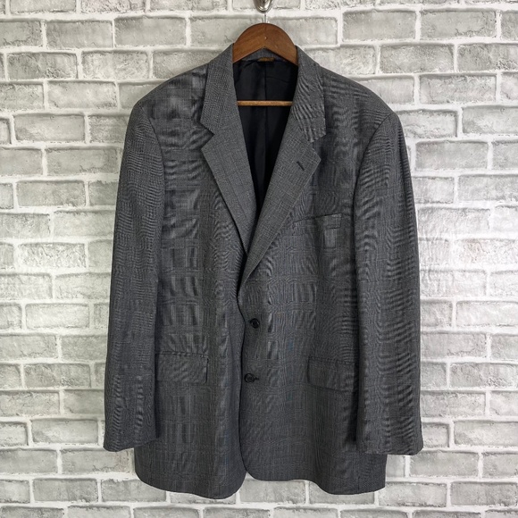Brooks Brothers Brooksease Light Gray Glen Check Blazer Suit Jacket Men 44R Wool - Picture 1 of 11